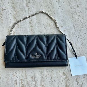 NWT Kate Spade Briar Lane Black Quilted Wallet on Chain WOC Shoulder Bag